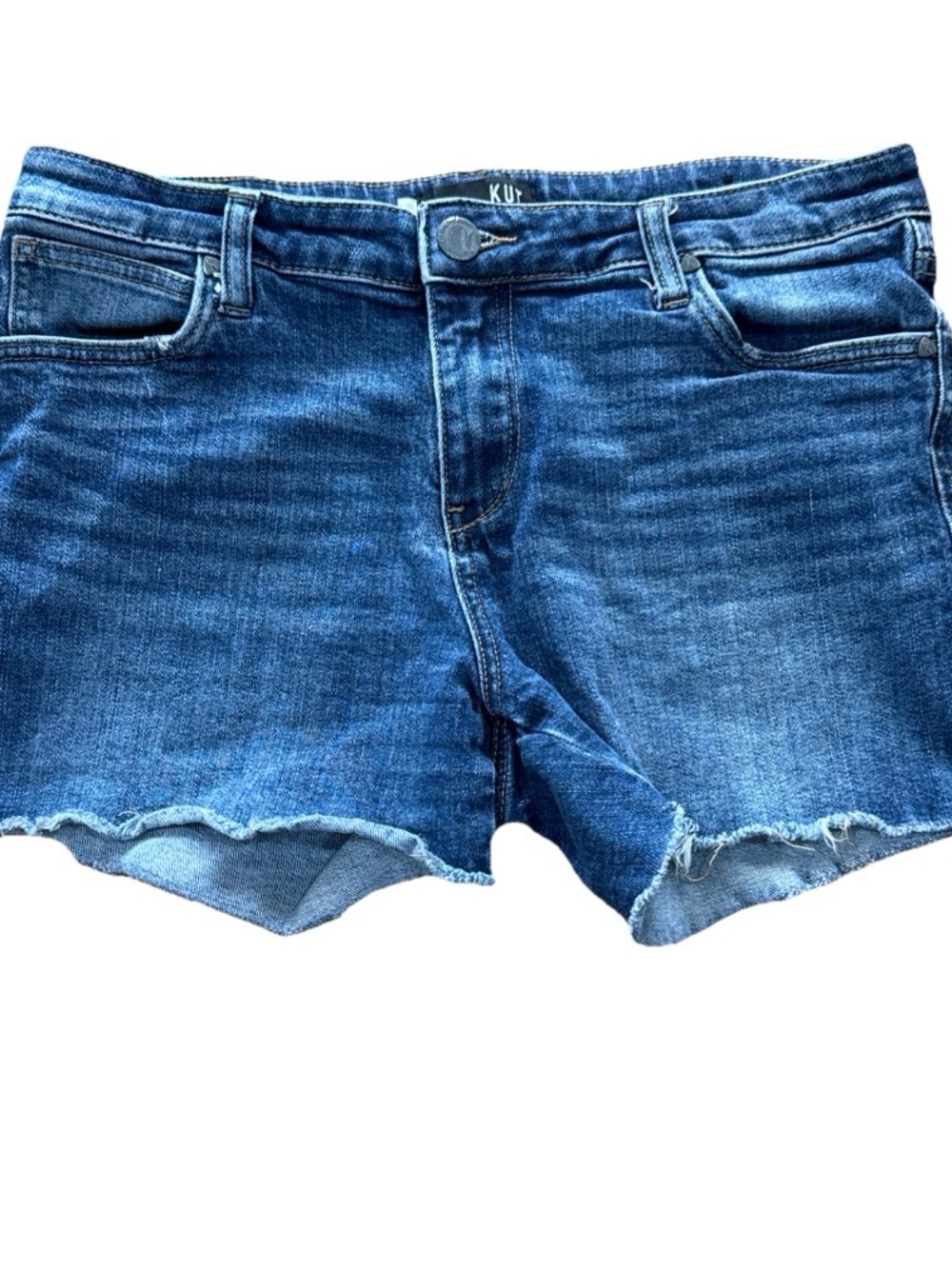 Kut from the Kloth Denim Shorts Women Size 8 Blue Distressed Raw Hem 3.5” Inseam